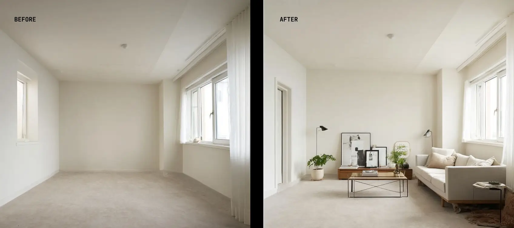 Staging before and after using shotby.ai