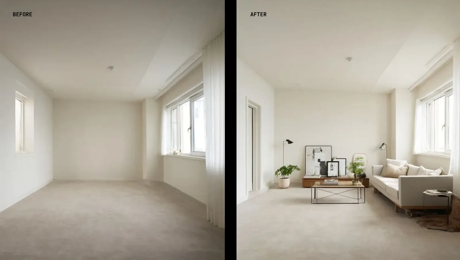 Staging before and after using shotby.ai