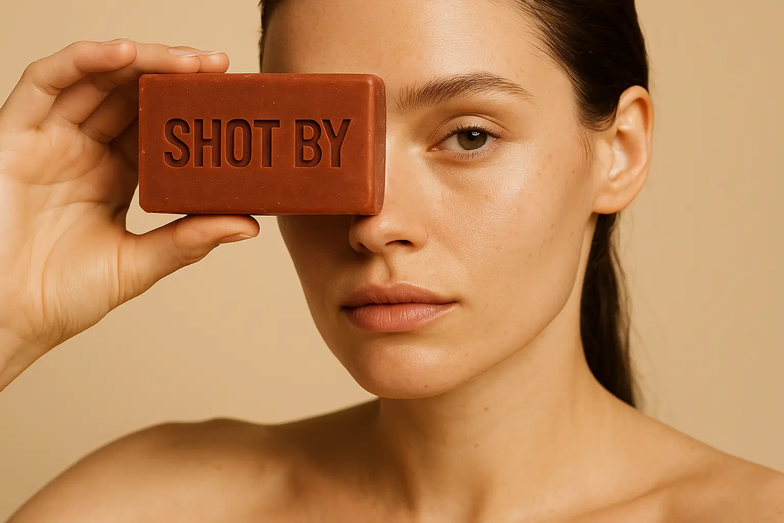 shot by soap mockup created with ai