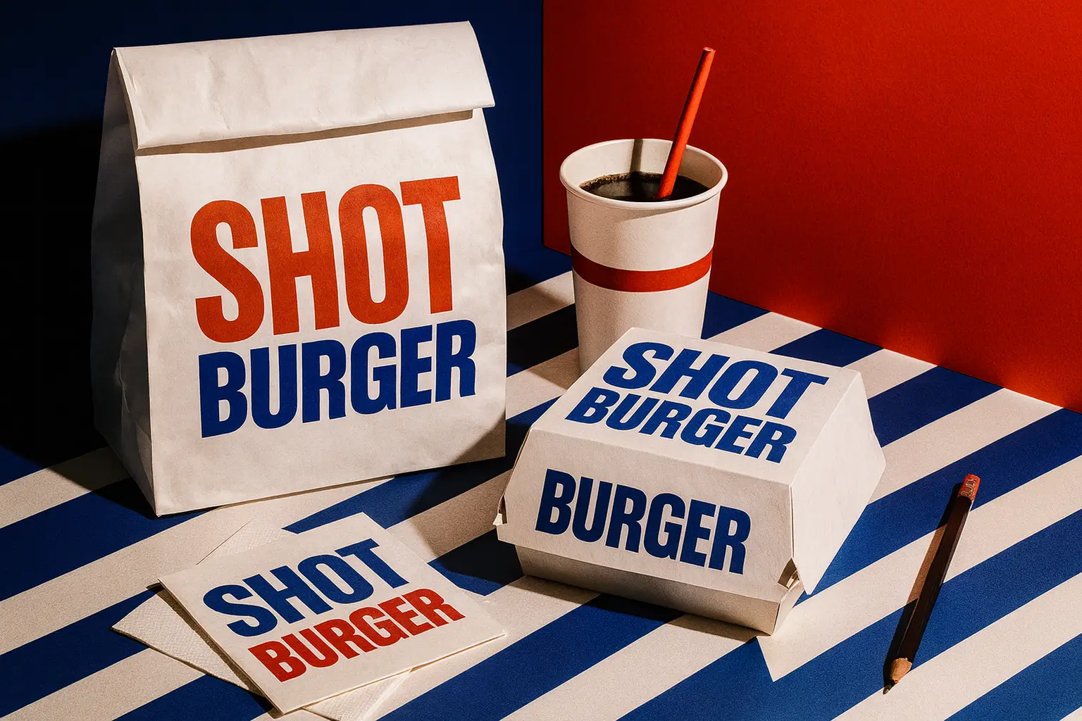 fake burger brand by shot by ai